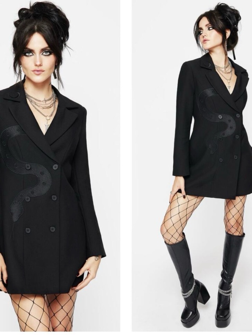 NWT Disturbia Slither Embroidered Blazer Dress Size 14 Snake Whimsigoth